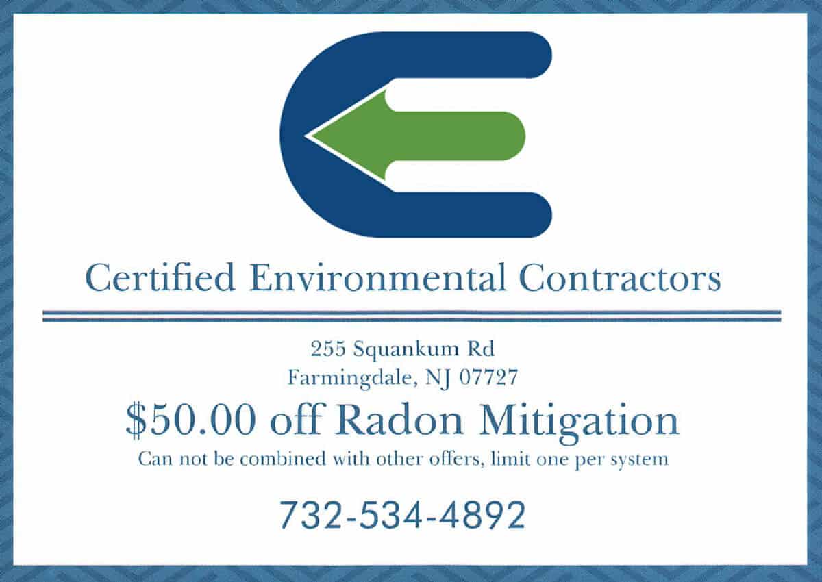 Radon mitigation coupon